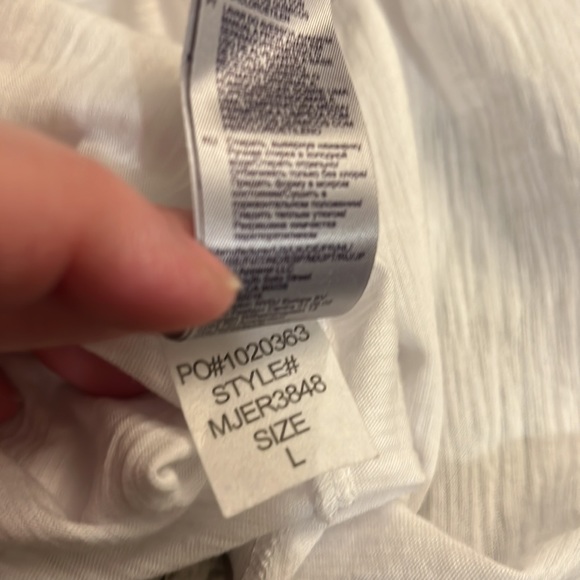 NYDJ Large White Split-Sleeve Tee - Picture 7 of 9